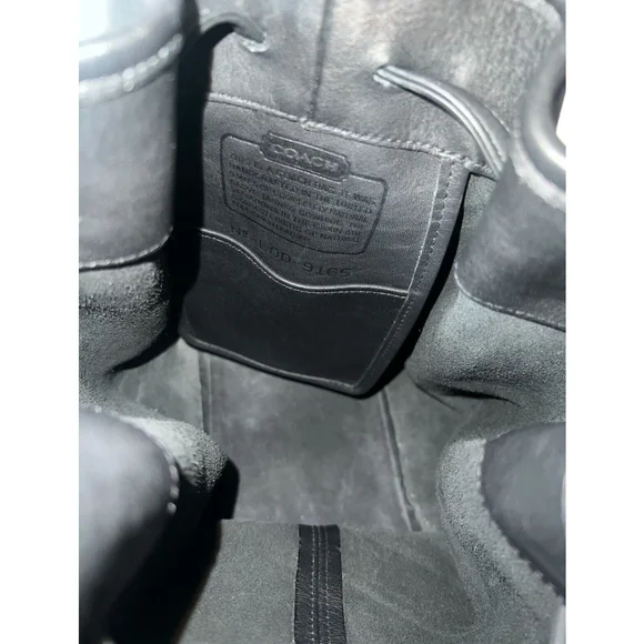 Vintage Coach 9165 Legacy Black Leather Nickel Drawstring Bucket Bag Cinch USA - Picture 5 of 13